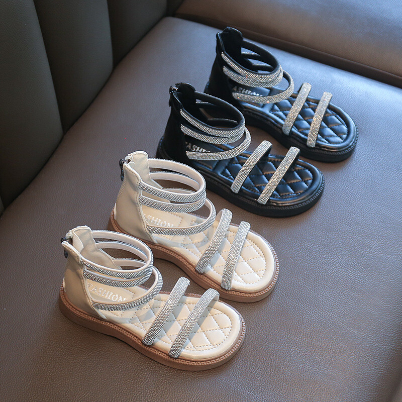 Ljetne dječje gladijatorske sandale za djevojčice, vještački dijamant, kristalne princeze Solf cipele, neklizajuće, prozračne modne dječje sandale za djevojčice