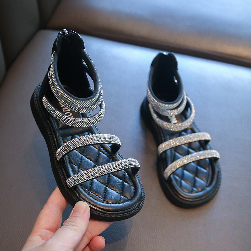 Ljetne dječje gladijatorske sandale za djevojčice, vještački dijamant, kristalne princeze Solf cipele, neklizajuće, prozračne modne dječje sandale za djevojčice