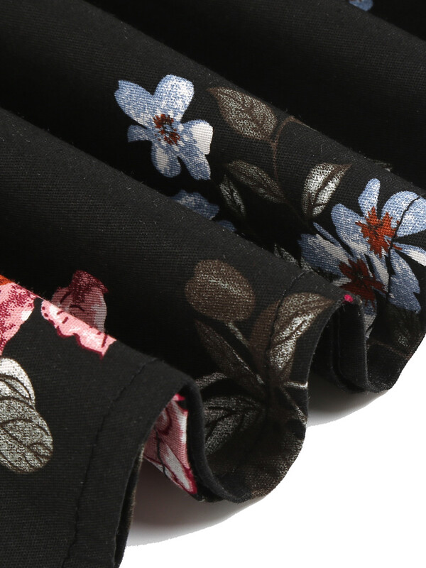 Tonval Shawl Dollar kaherealise lilleprintiga 50ndate pikad kleidid Vintage riided naistele Midi elegantne puuvillane pidulik kleit