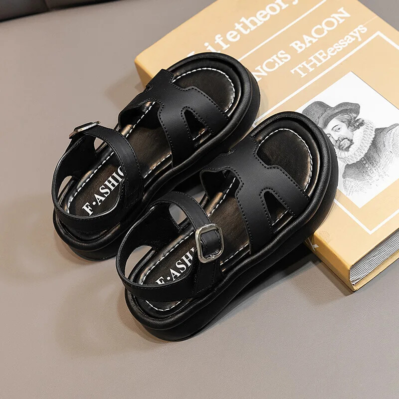 2024. aasta suve tüdrukute sandaalid Moodsad ühevärvilised lastesandaalid, mitmekülgsed avatud ninaga rannajalatsid, hingavad, paksu põhjaga sandaalid lastele