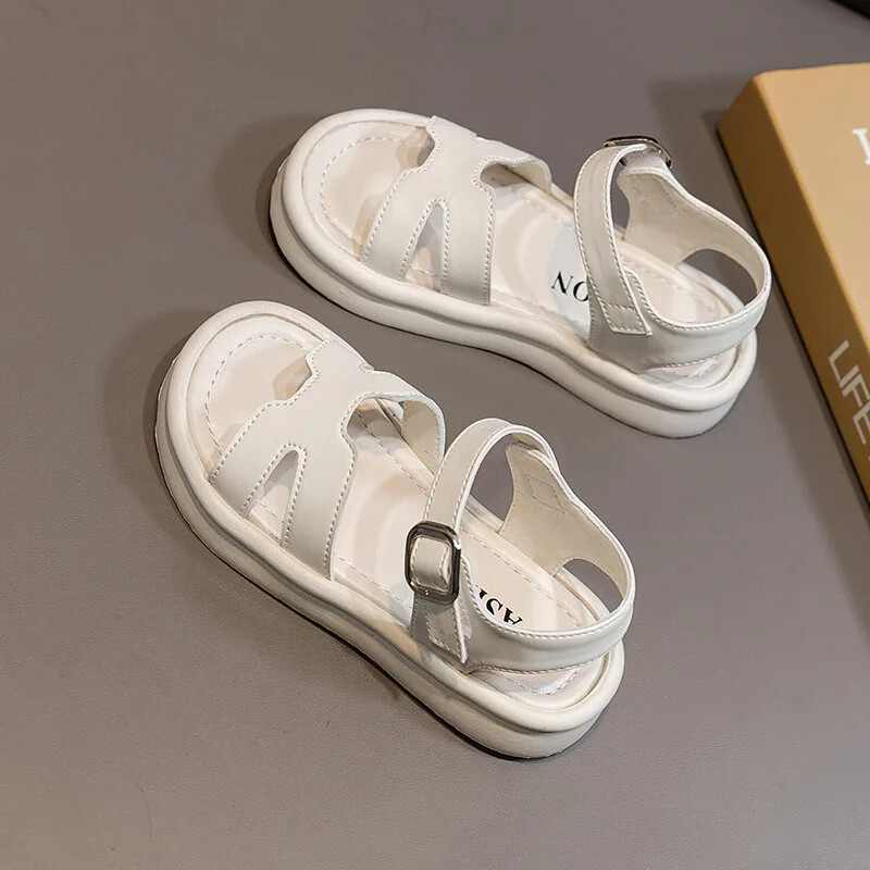 2024. aasta suve tüdrukute sandaalid Moodsad ühevärvilised lastesandaalid, mitmekülgsed avatud ninaga rannajalatsid, hingavad, paksu põhjaga sandaalid lastele