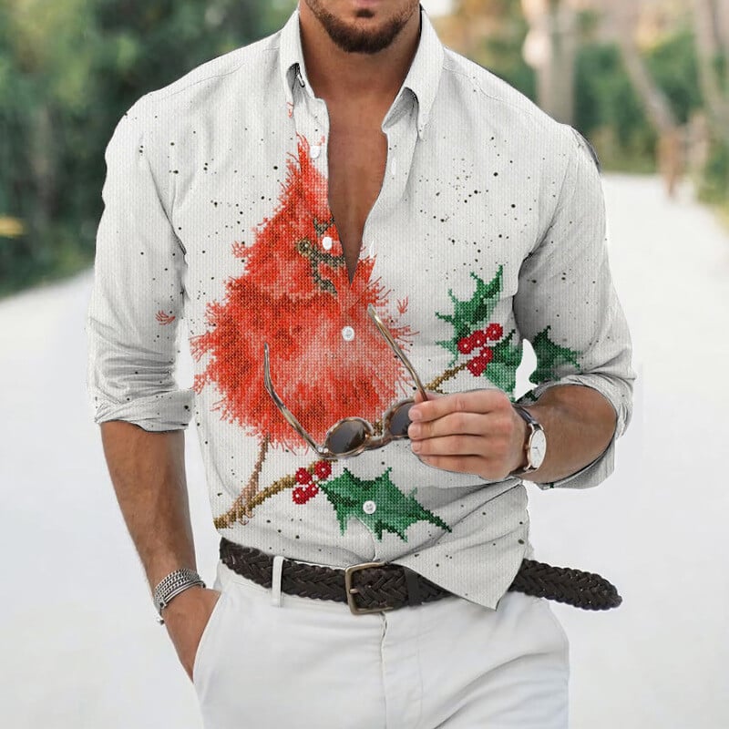 2022 piiriülene uus meeste pikkade varrukatega särk 3D printimine vabaaja üherealine pikkade varrukatega särk väliskaubanduse saatmine