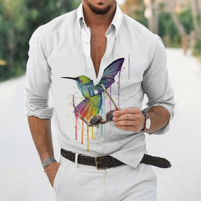 2022 piiriülene uus meeste pikkade varrukatega särk 3D printimine vabaaja üherealine pikkade varrukatega särk väliskaubanduse saatmine