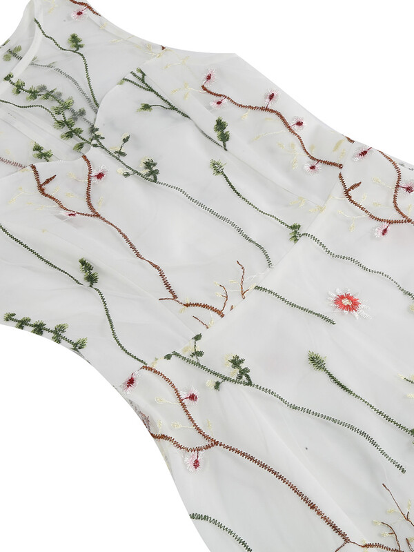 Tonvali lilledega tikitud võrkkattega vintage pikad kleidid naistele kõrge vöökohaga sünnipäevapeo elegantne suvekleit