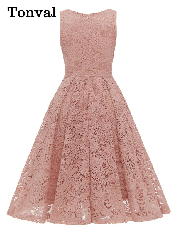 Tonval V-kaelusega kõrge vöökohaga vintage riided Naiste roosad pitsilised plisseeritud Midi-kleit Varrukateta suvine elegantne peokleidid naistele