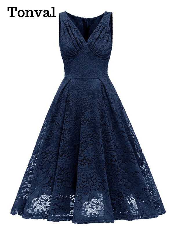 Tonval V-kaelusega kõrge vöökohaga vintage riided Naiste roosad pitsilised plisseeritud Midi-kleit Varrukateta suvine elegantne peokleidid naistele