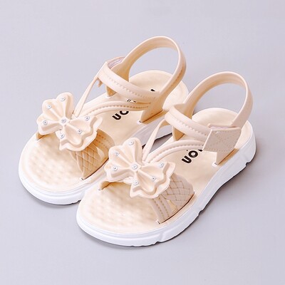 Tüdrukute imearmsad avatud ninaga hingavad sandaalid, mugavad libisemiskindlad kullake printsessi stiilis rannajalatsid laste välitegevuseks