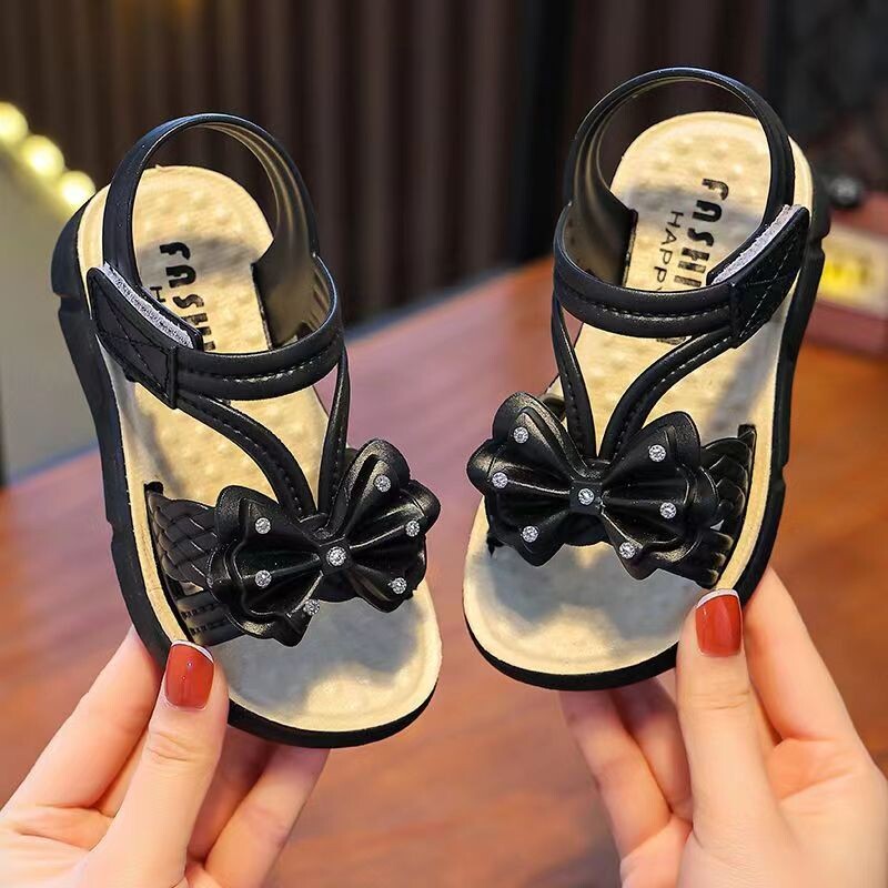 Tüdrukute imearmsad avatud ninaga hingavad sandaalid, mugavad libisemiskindlad kullake printsessi stiilis rannajalatsid laste välitegevuseks