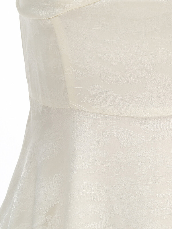 Tonval Jacquard Λευκό Vintage Φόρεμα για Γυναικείο Βραδινό πάρτι γενεθλίων με ψηλόμεσο ρολό με λαιμόκοψη V