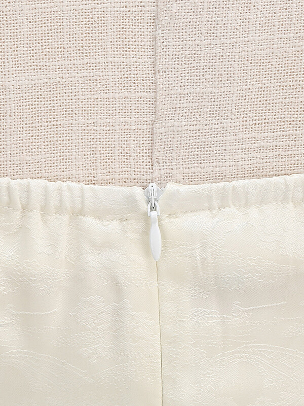 Tonval Jacquard Λευκό Vintage Φόρεμα για Γυναικείο Βραδινό πάρτι γενεθλίων με ψηλόμεσο ρολό με λαιμόκοψη V