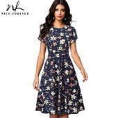 Kena-igavesti Vintage Retro Päikeselill Trükitud vestidos Äripidu Naiste Flare Swing Suvine Naiste kleit btyA102
