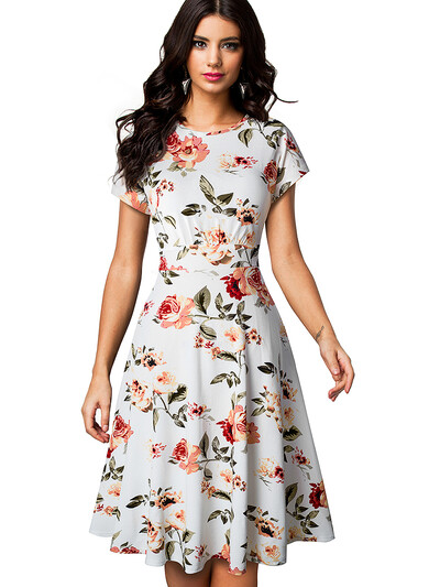 Kena-igavesti Vintage Retro Päikeselill Trükitud vestidos Äripidu Naiste Flare Swing Suvine Naiste kleit btyA102