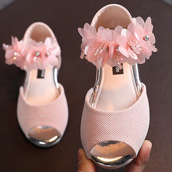 Κορίτσια Rhinestone Flower Παπούτσια Low Heel Flower Dress Wedding Party Pump Παπούτσια Princess Shoes for Kids Toddler