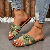 Γυναικείες φλατ παντόφλες 2024 Καλοκαιρινή πολυτελή γυναικεία παπούτσια Υπαίθρια παραλία Casual σανδάλια Trend, επώνυμα, ντιζάιν παντόφλες, μεγάλου μεγέθους Slides