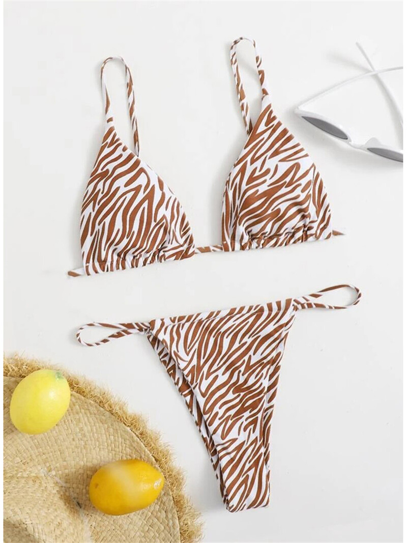 S - XL 7 Color Zebra Printed High Cut Μπικίνι Γυναικεία Μαγιό Γυναικείο Μαγιό Σετ μπικίνι δύο τεμαχίων Bather Μαγιό Swim K4904