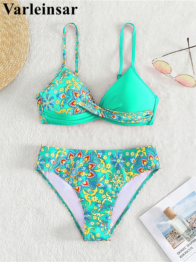 S - XL trükitud bikiinid Push Up ujumistrikoo Naiste ujumisriided Kaheosaline bikiinikomplekt koos rinnahoidjaga supluskostüüm Ujumiskostüüm V5481