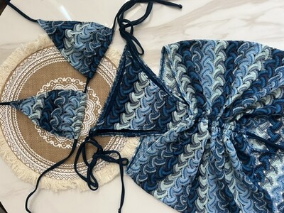 2024 PH Serial Multicolor Imprimare S - XL Fusta plasă din plasă Bikini Halter Costum de baie pentru femei Seturi de bikini triunghi în trei piese