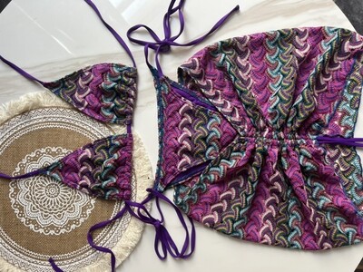 2024 PH Serial Multicolor Imprimare S - XL Fusta plasă din plasă Bikini Halter Costum de baie pentru femei Seturi de bikini triunghi în trei piese