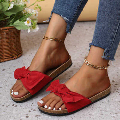 Ženske cipele 2024. Hot Ženske papuče veće veličine Modne dnevne papuče s leptir čvorovima Ženske nove ravne papuče s okruglim prstima Zapatos