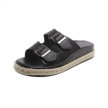 Χαμηλά παπούτσια House Slippers Platform Summer Woman Loafers Slides Pantofle Beach 2024 Λεοπάρ λεοπάρ Ρώμη Υφασμάτινες γόβες οπλών R