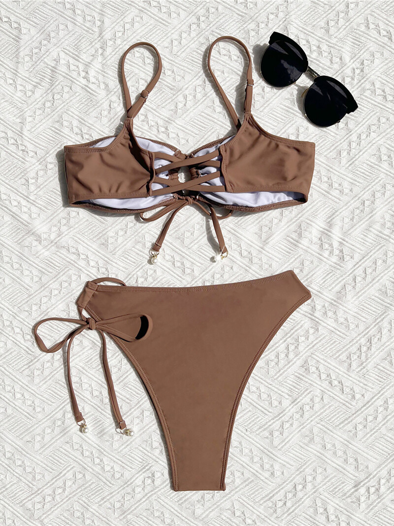 S - XL Asimetriškas raukšlėtas iškirptas bikinis Moteriškas maudymosi kostiumėlis Moteriškas maudymosi kostiumėlis Dviejų dalių bikinio rinkinys Maudymosi kostiumėlis Swim K5679