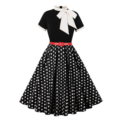 Naiste suvine vabaaja peokleit 2024 lühikeste varrukatega retromantel 60ndate 50ndate vintage Rockabilly 1960ndate 1950ndate kiiksuga kleit Vestidos