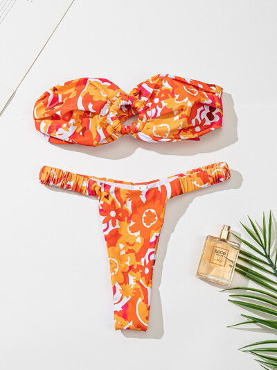 S-XL Bandeau kõrge lõikega bikiinid 2024 Naiste ujumisriided Naiste ujumistrikoo Kaheosaline bikiinikomplekt Olkadeta supluskostüüm ujumiseks