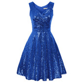 GK naiste varrukateta õhtukleit sädelev litritega paakkleit naiste kokteilipeokleit, V-kaelusega laienev A-joonega kleit