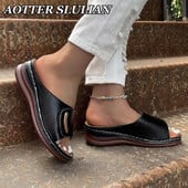 Γυναικεία κούφια παντόφλες με τακούνια παπούτσια 2024 Καλοκαίρι Άνετα πέδιλα πλατφόρμας που αναπνέουν Αντιολισθητικά, αναποδογυρισμένα καθημερινά σανδάλια για γυναίκες