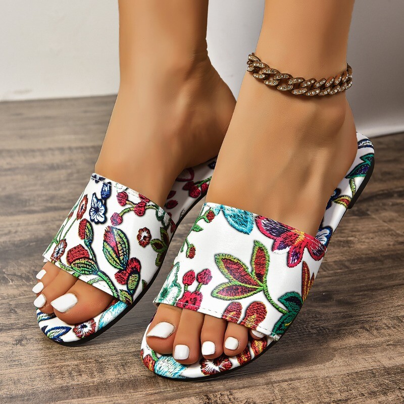 Naiste trükitud 2024. aasta sussid, uued kvaliteetsed suvised lamedad rannasandaalid, vabaaja moesussid Zapatos