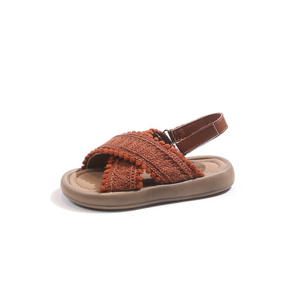 Ljetne sandale za dječake i djevojčice Bež pletene dječje cipele za plažu s križnim remenom Smeđe lagane dječje sandale za bebe Dječje cipele