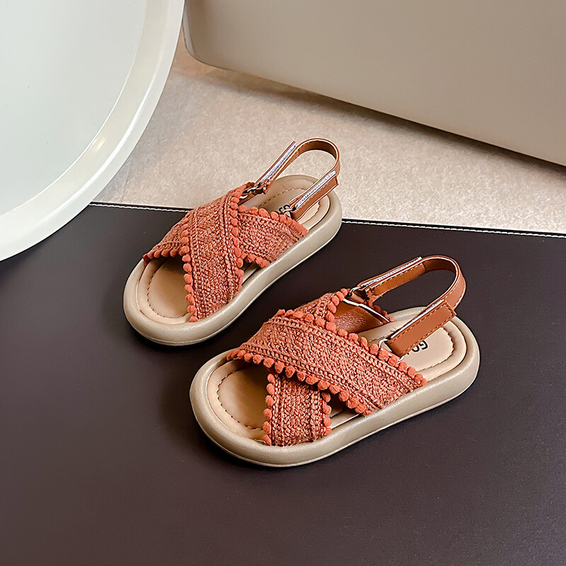 Ljetne sandale za dječake i djevojčice Bež pletene dječje cipele za plažu s križnim remenom Smeđe lagane dječje sandale za bebe Dječje cipele