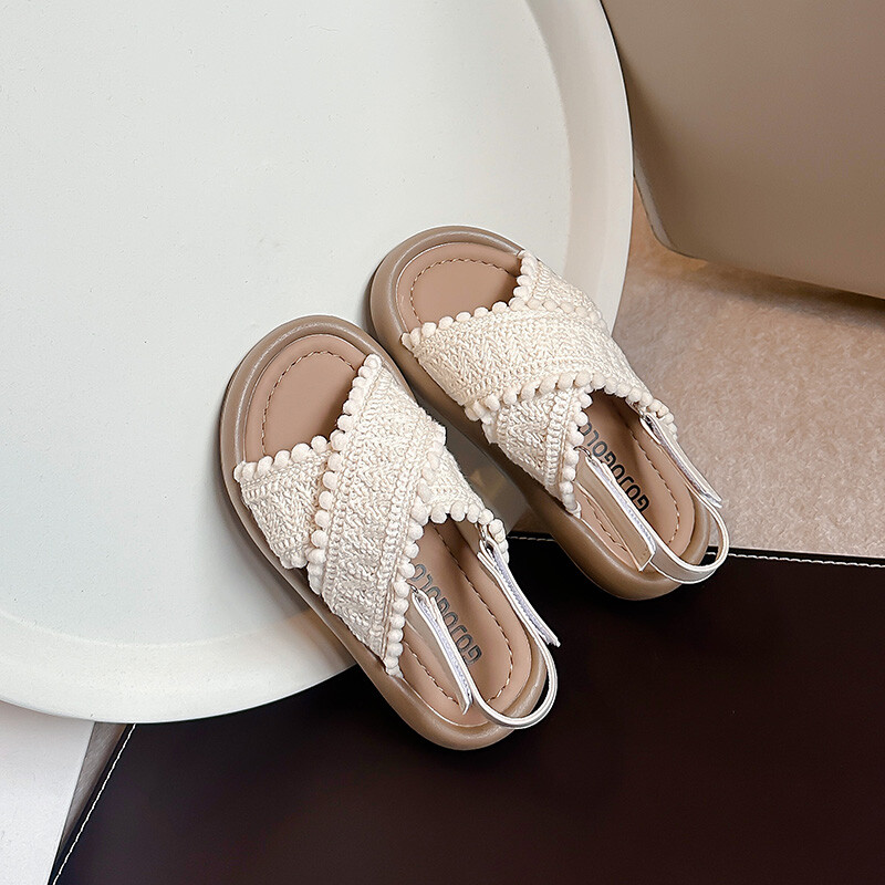 Ljetne sandale za dječake i djevojčice Bež pletene dječje cipele za plažu s križnim remenom Smeđe lagane dječje sandale za bebe Dječje cipele