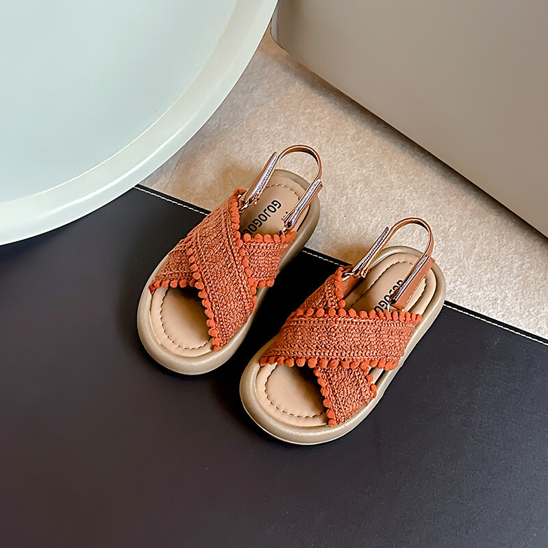 Ljetne sandale za dječake i djevojčice Bež pletene dječje cipele za plažu s križnim remenom Smeđe lagane dječje sandale za bebe Dječje cipele