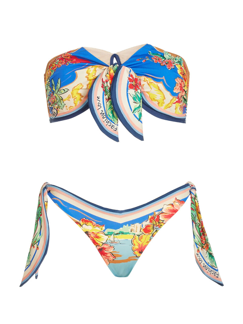 Set bikini sexy din două piese cu umăr dezactivat Costum de baie Costum de baie separat 2024 Trend Print Floral Beach Costume Trunchi de baie