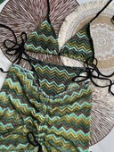 Naiste ujumistrikoo värviline vahtralehtedega kootud naiste bikiiniseelik, kolmeosaline komplekt, poolitatud ujumistrikoo bikiinid, suurus S-XL