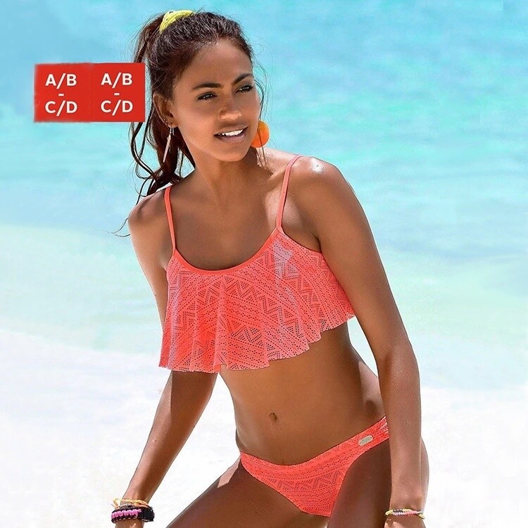 Must/valge/punane/roheline soliidne bikiinikomplekt Seksikas madala vöökohaga võrgust rannaujumisriided Naiste pitsilised Flounce Summer Brasiilia ujumistrikoo