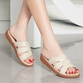 Slides Off White Női Papucs Alacsony Sarkú Gumi Cipők Nyitott orrú Női Olcsó Ingyenes szállítás Szandál Kis méretű Eredeti Alkalmi