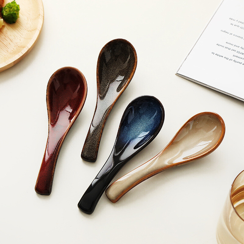 Prekogranična japanska žlica tokarena u peći, žlica za rižu, žlica za kašu, žlica za desert, žlica za domaći restoran, žlica od keramike visoke vrijednosti