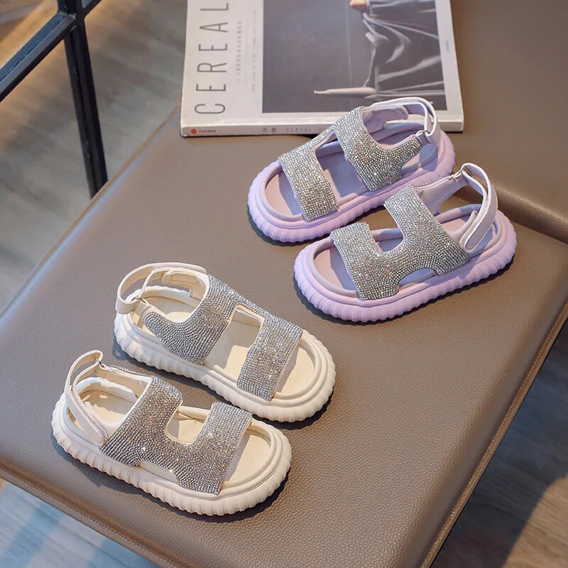 Mood Bling Rhinestone`i tüdrukute sandaalid suvised laste rannajalatsid Tüdrukute spordisandaalid Pehmed painduvad sandaalid tüdrukutele suurus 26-36