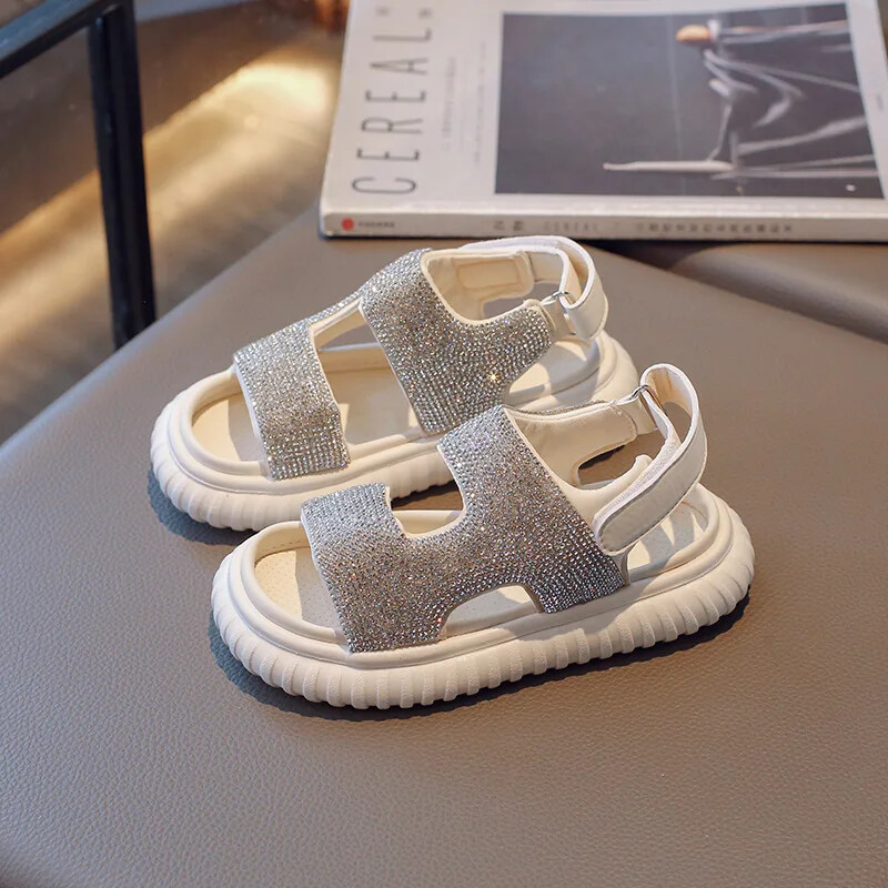 Mood Bling Rhinestone`i tüdrukute sandaalid suvised laste rannajalatsid Tüdrukute spordisandaalid Pehmed painduvad sandaalid tüdrukutele suurus 26-36