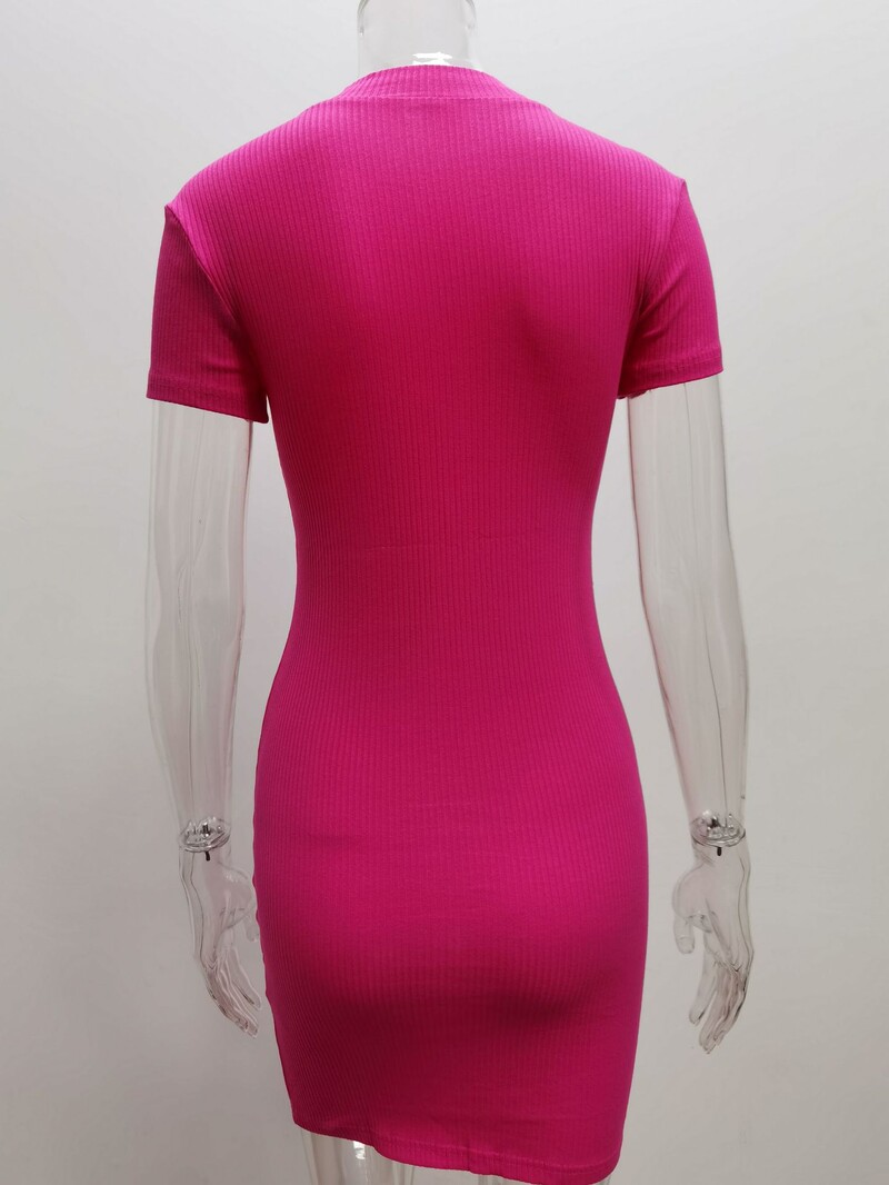 Γυναικεία Άνοιξη 2023 Νέο Διασυνοριακό Ευρωπαϊκό και Αμερικάνικο Φόρεμα Σέξι Φούστα Γοφού με κοντό μανίκι Μίνι φούστα με φερμουάρ