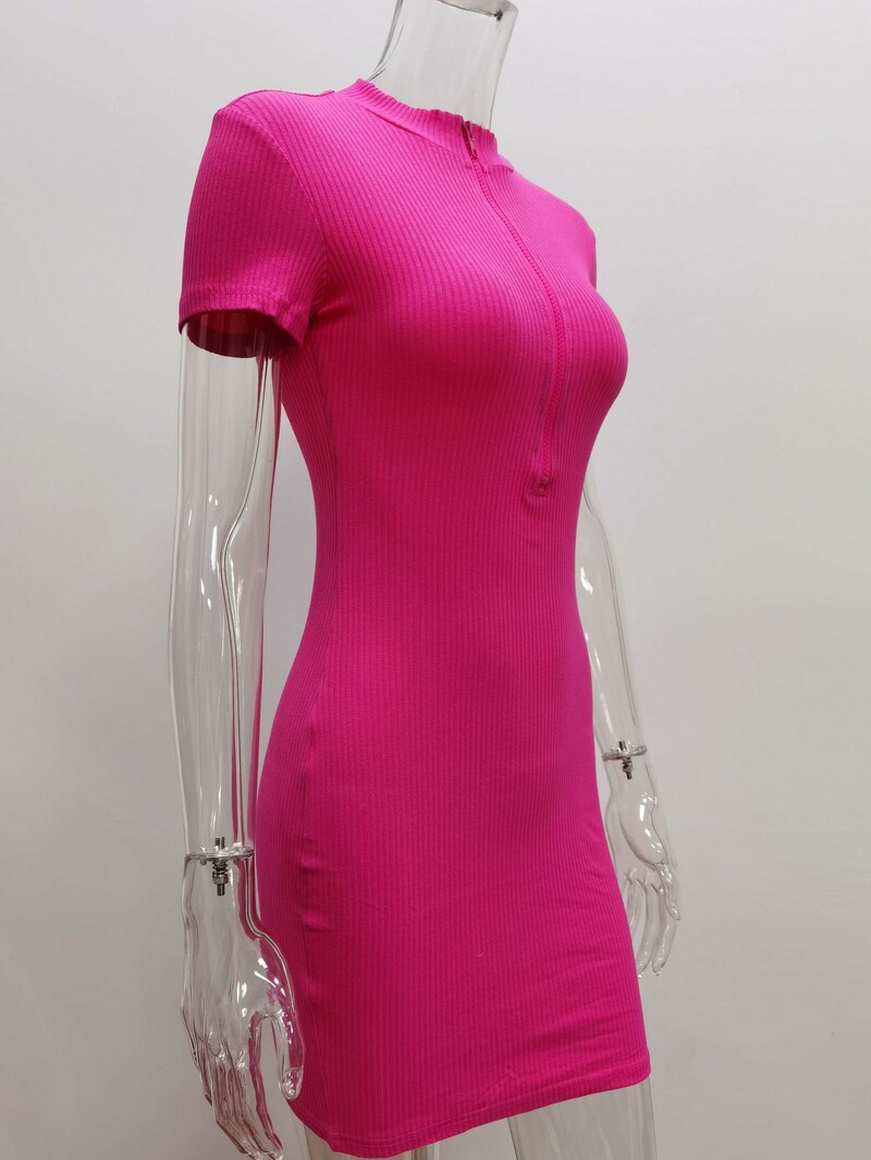 Γυναικεία Άνοιξη 2023 Νέο Διασυνοριακό Ευρωπαϊκό και Αμερικάνικο Φόρεμα Σέξι Φούστα Γοφού με κοντό μανίκι Μίνι φούστα με φερμουάρ