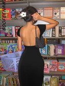 BOOFEENAA trumpomis rankovėmis ilgos suknelės be nugarų Seksualūs komplektai moterims Drabužiai Pagrindiniai Kasdieniai Bodycon Pilka Juoda Suknelė C71-BH23