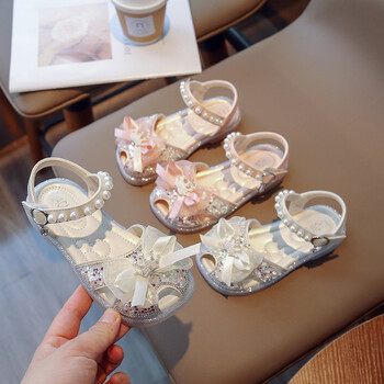 Fashion Style Baby Girl Bow Princess Shoes Pearl Rhinestone Butterfly Sandals for Girls Sequin Dance Performance Παπούτσια για παιδιά