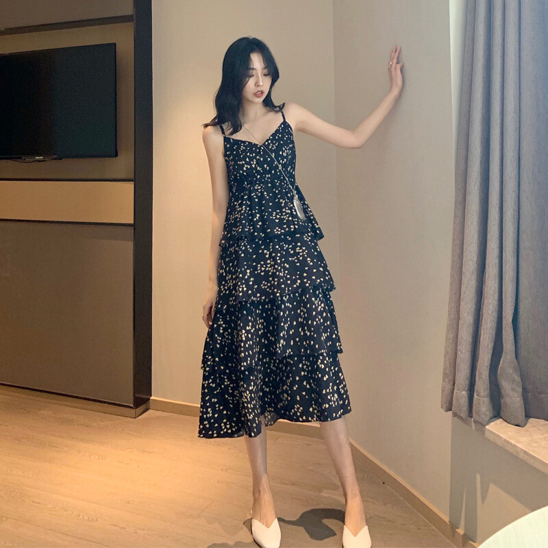 Love Little French Niche Lilleprinteriga kihiline kõrge vöökohaga koogiseelik Midiseelik Rihmakleit Tehase otsene tasuta kohaletoimetamine