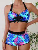 Seksualus moteriškas mados laisvalaikio spalvingas taškeliais margintas moterų atostogų dviejų dalių bikinio rinkinys S-5XL