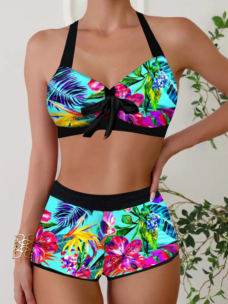 Seksualus moteriškas mados laisvalaikio spalvingas taškeliais margintas moterų atostogų dviejų dalių bikinio rinkinys S-5XL