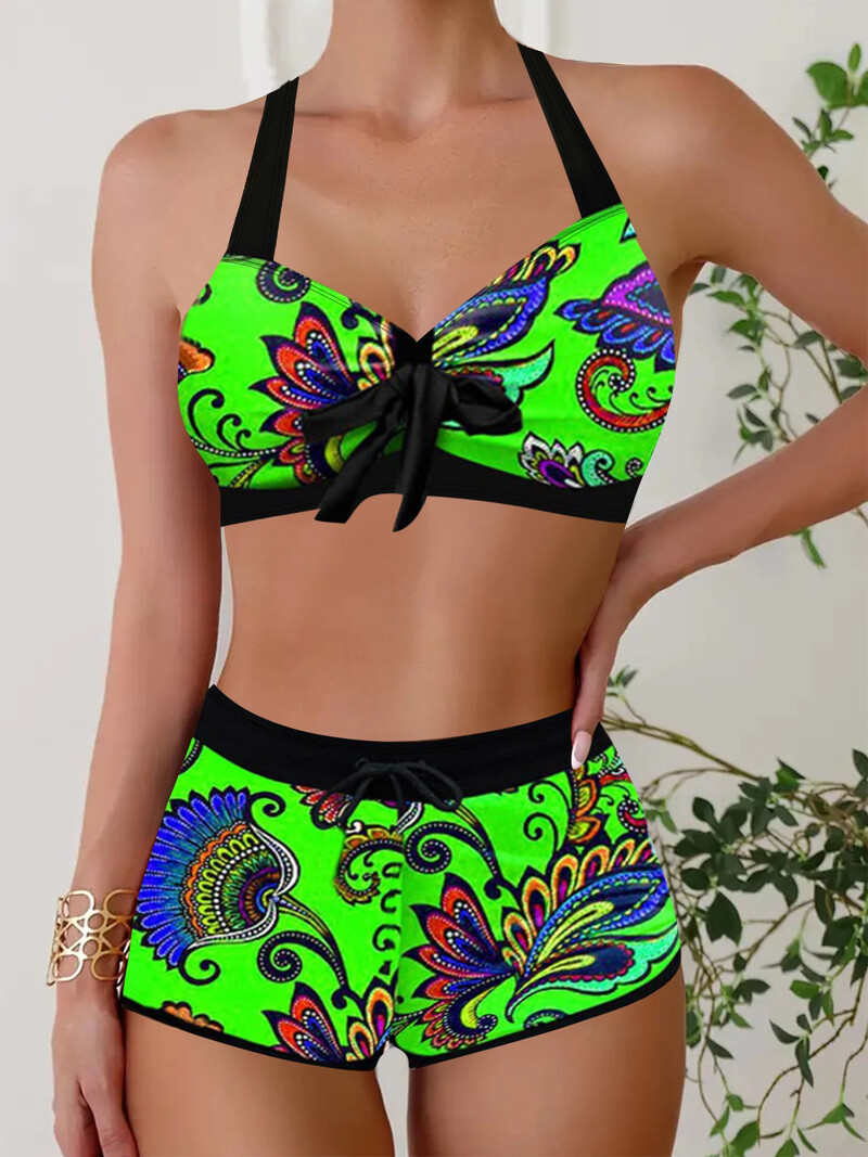 Seksualus moteriškas mados laisvalaikio spalvingas taškeliais margintas moterų atostogų dviejų dalių bikinio rinkinys S-5XL