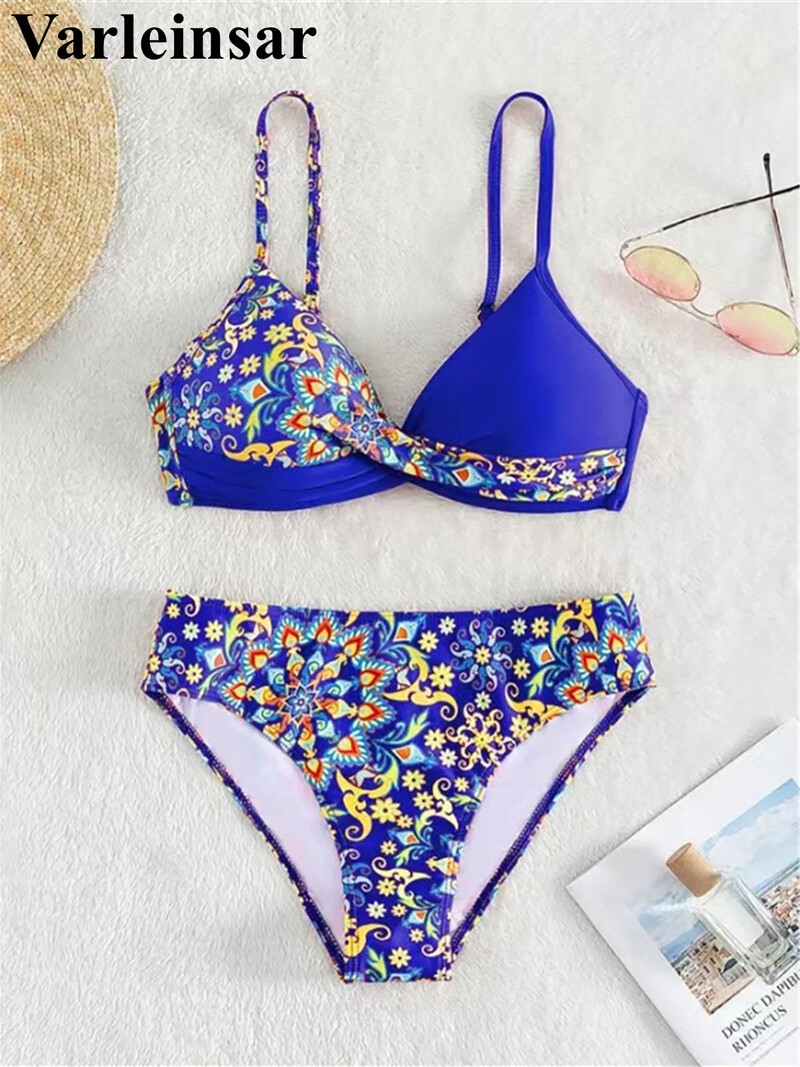 S - XL εμπριμέ μπικίνι Push Up Μαγιό Γυναικεία Μαγιό Γυναικεία Σετ μπικίνι δύο τεμαχίων με σουτιέν Κύπελλο μπάνιου μαγιό V5481